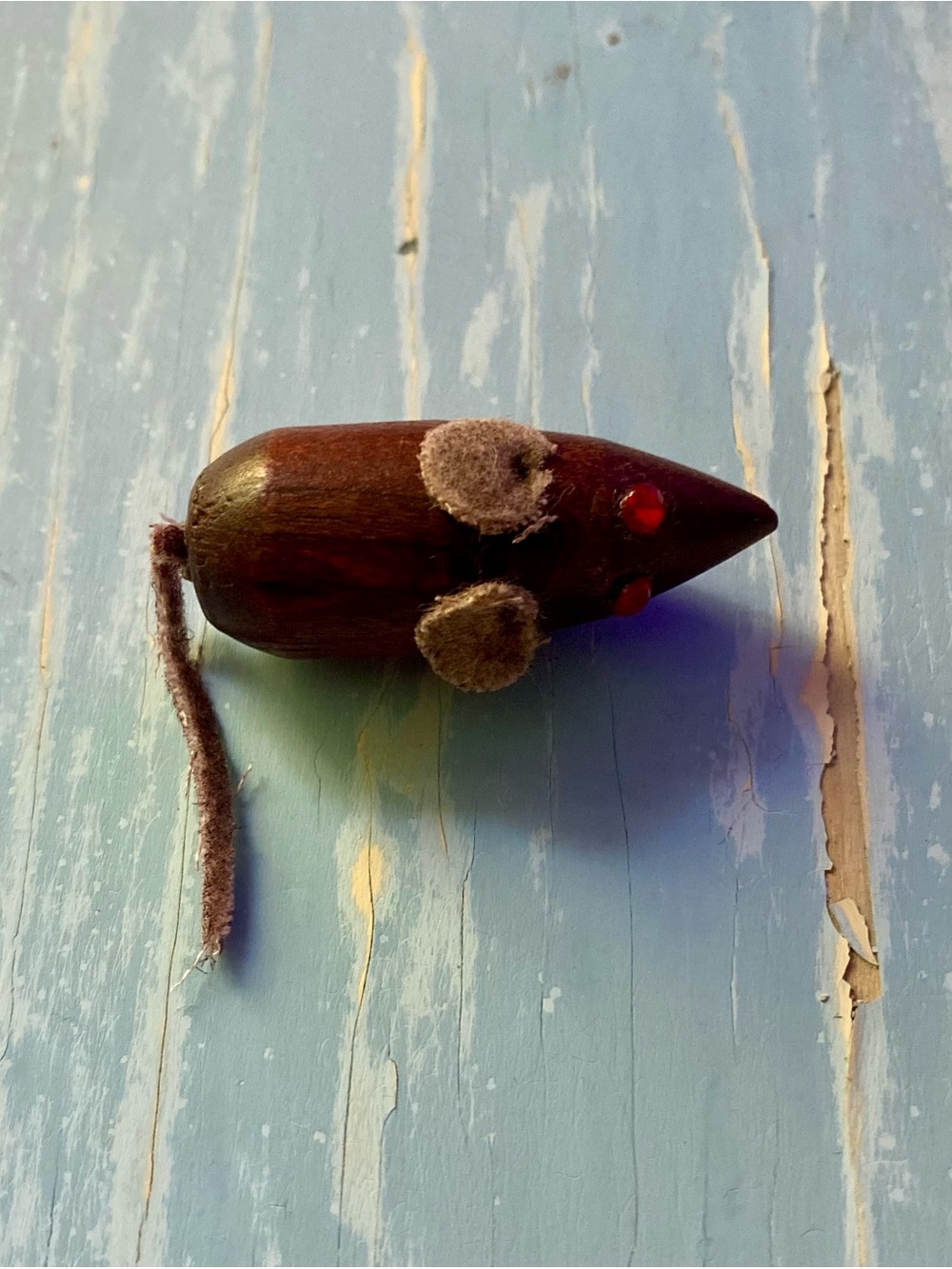 Wooden Mouse Brooch